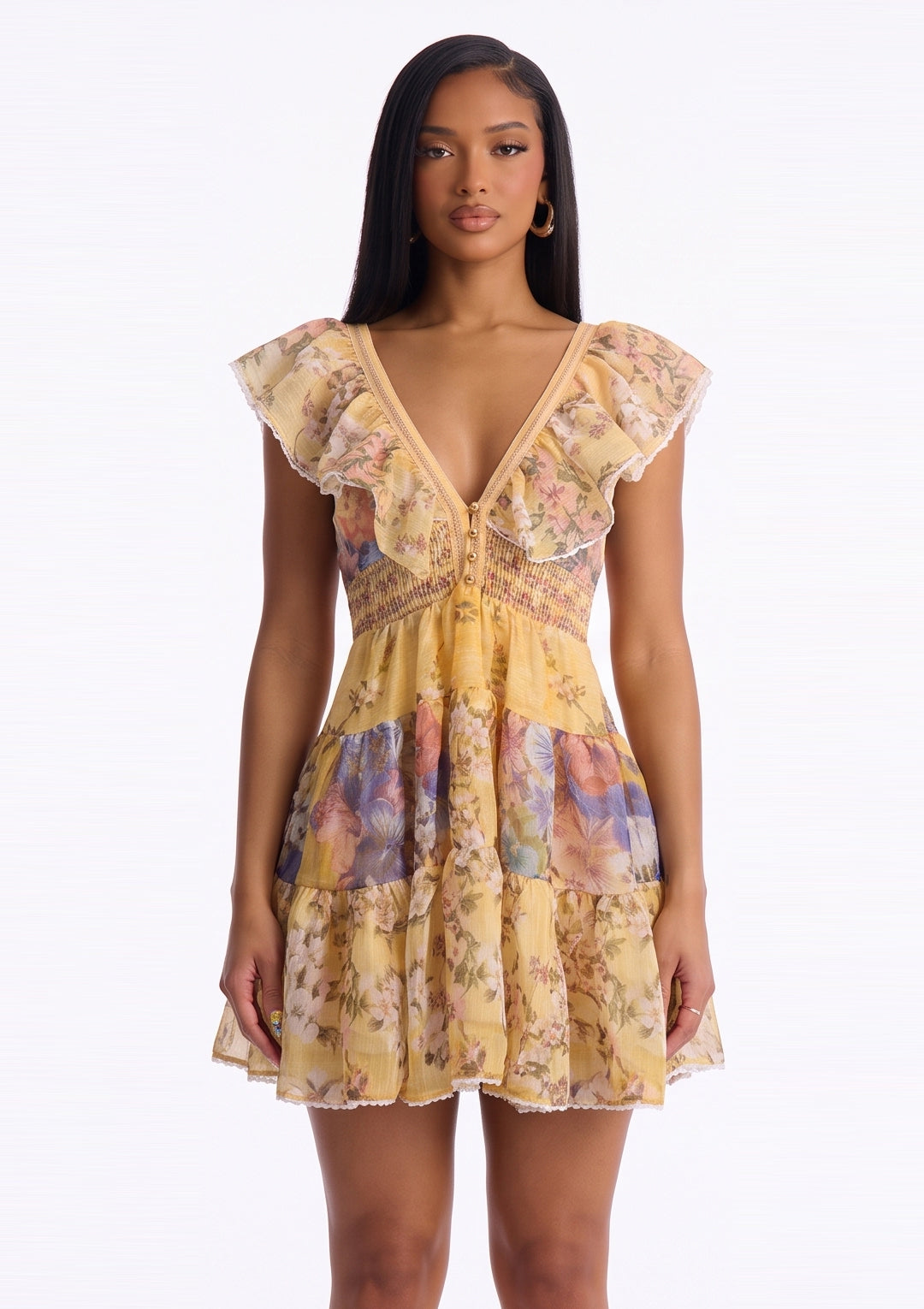 The Camila Floral Ruffle Mini Dress
