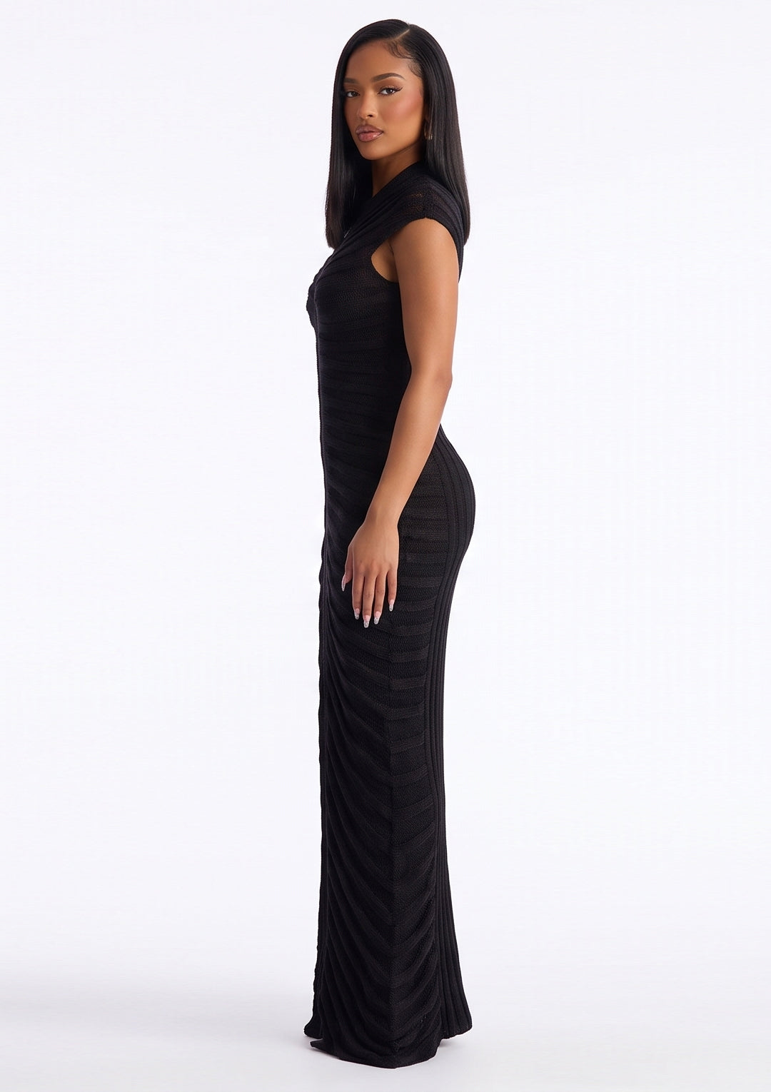 Amara Ruched Mesh Maxi Dress