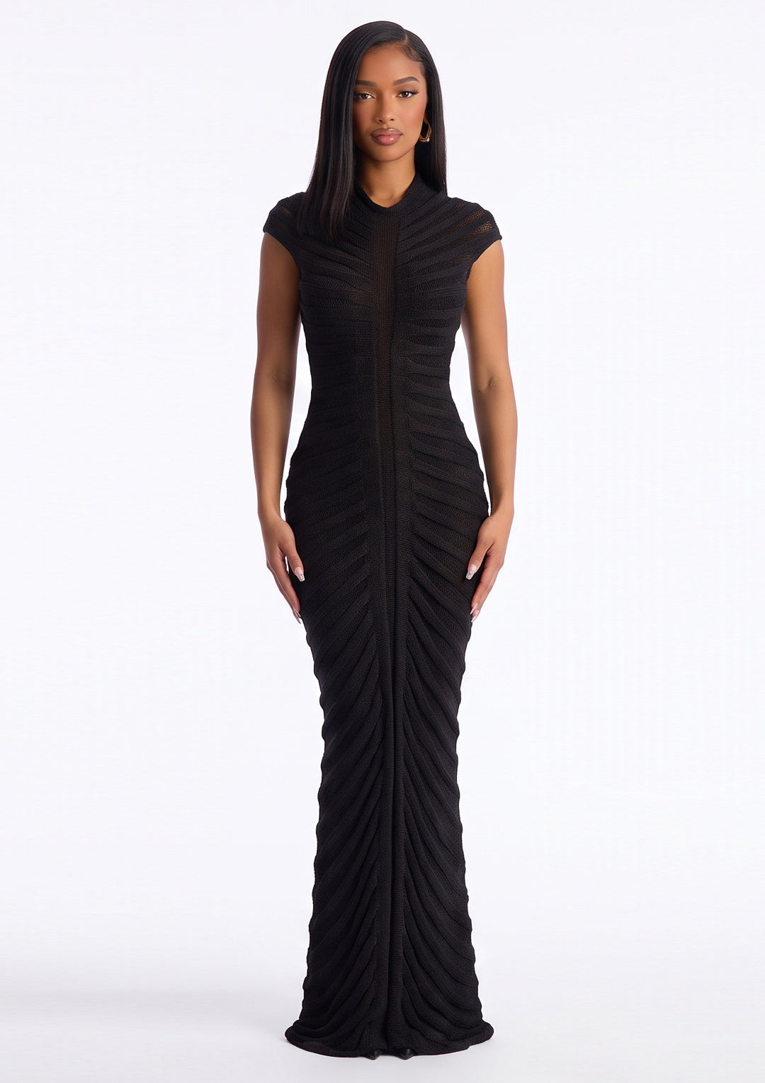 Amara Ruched Mesh Maxi Dress