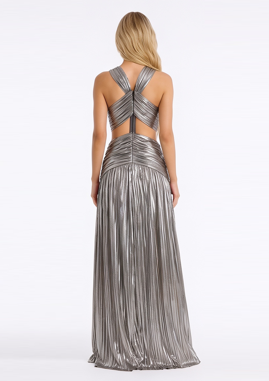 Aurelia Metallic Draped Maxi Dress